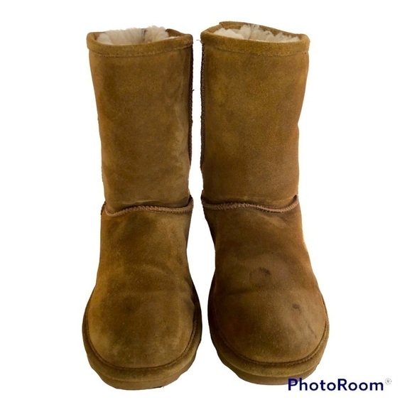 Bearpaw Women's Elle Short Mid-Calf Sheepskin Wool Blend Suede Boots Size 9 - Picture 1 of 13